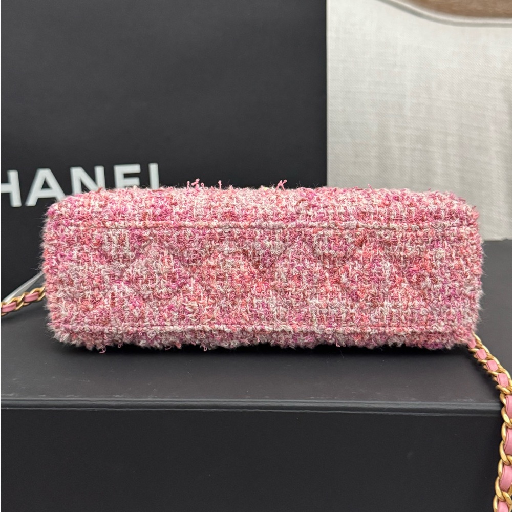 Chanel 24P KELLY Nano Barbie Pink Tweed Top Handle Shopping Bag Handbag Gold - Picture 7 of 12